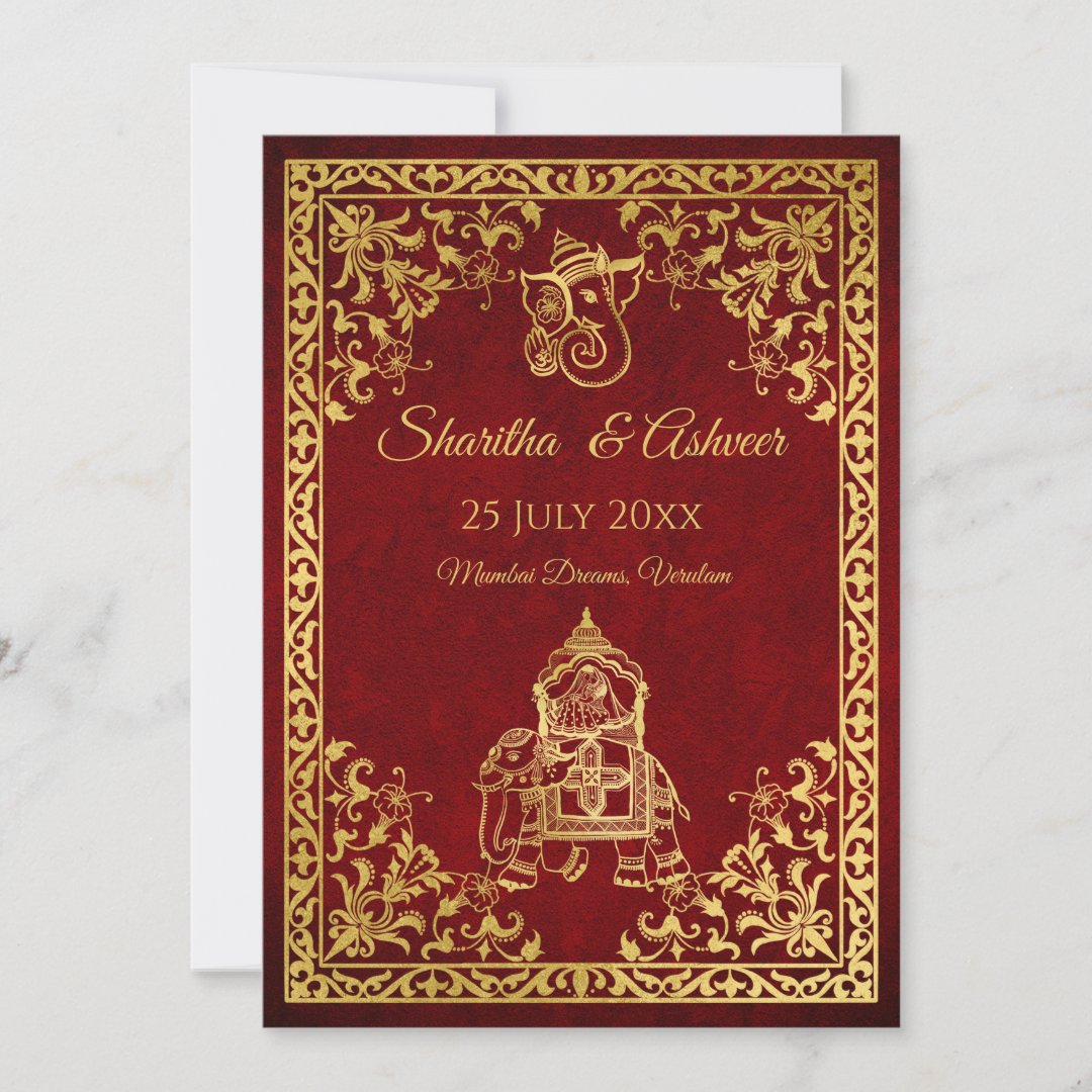 Elegant Hindu wedding invitation card